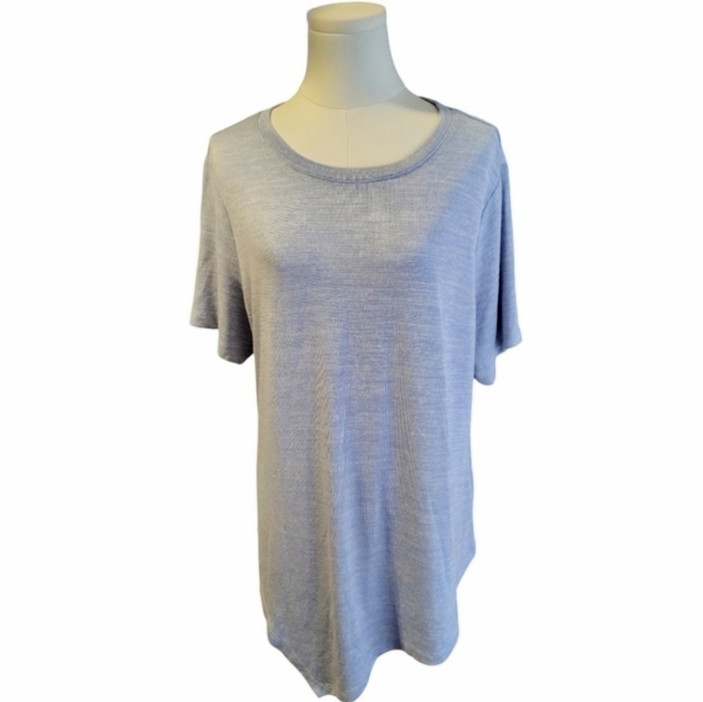 Chelsea & Theodore Comfy Blue Asymmetrical Slouchy Short Sleeve Tee Size XL